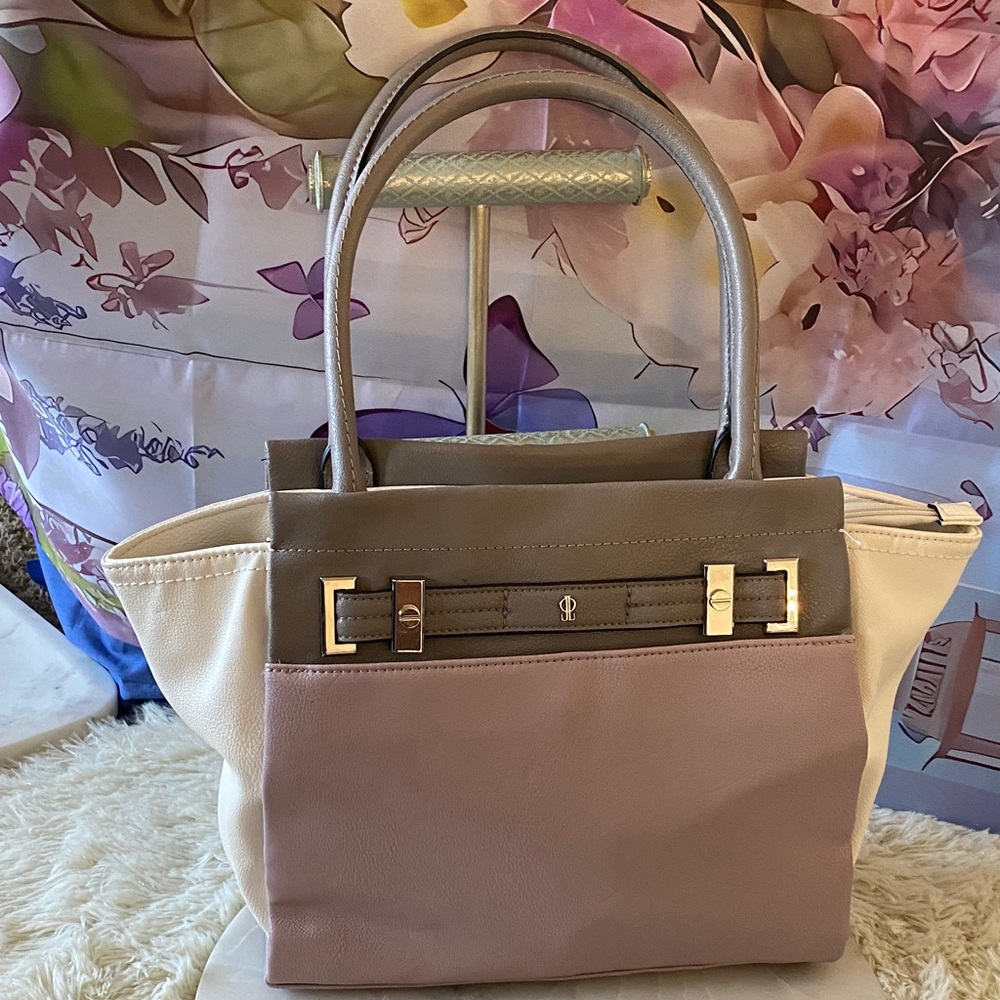 Jenifer Lopez  Multi-Tone Tote Bag in Cream, Tan, and Pink